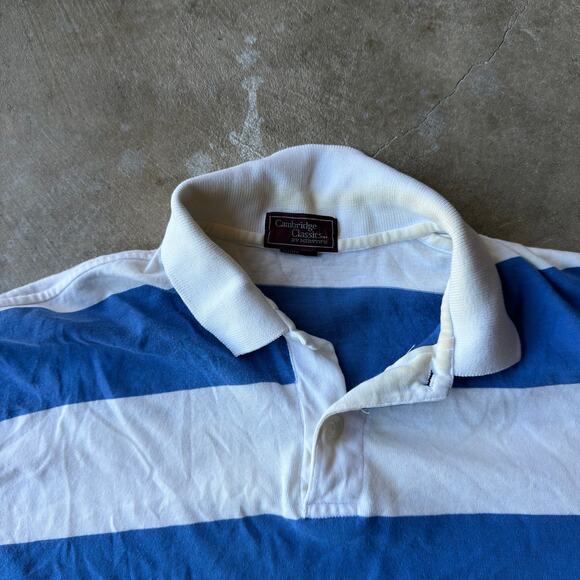 VINTAGE 90S CAMBRIDGE CLASSICS STRIPED POLO SHIRT RETRO PREPPY MENS MEDIUM - Picture 2 of 6